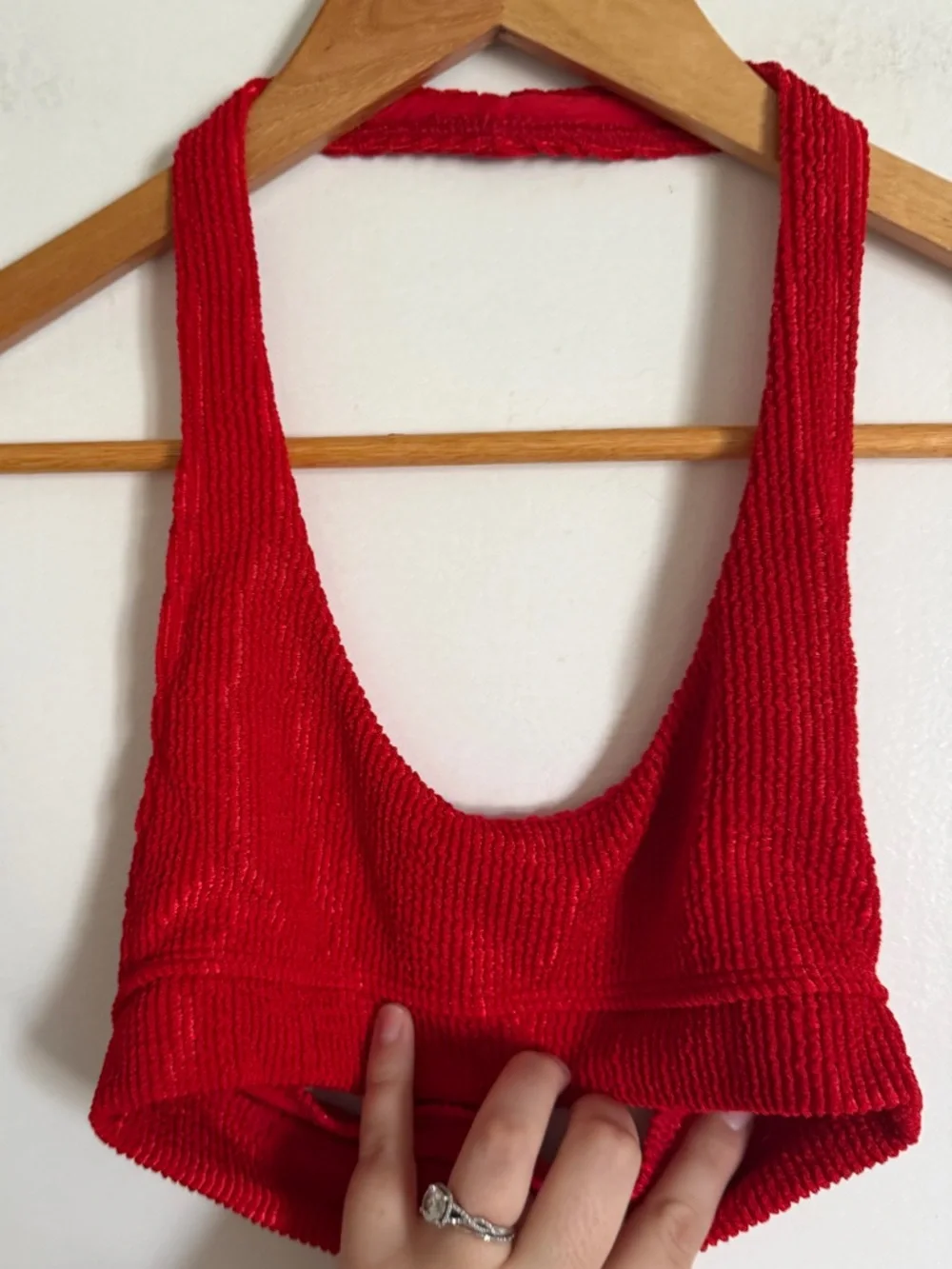 Frankie's Bikinis Vibrant Red Smocked Bikini Top